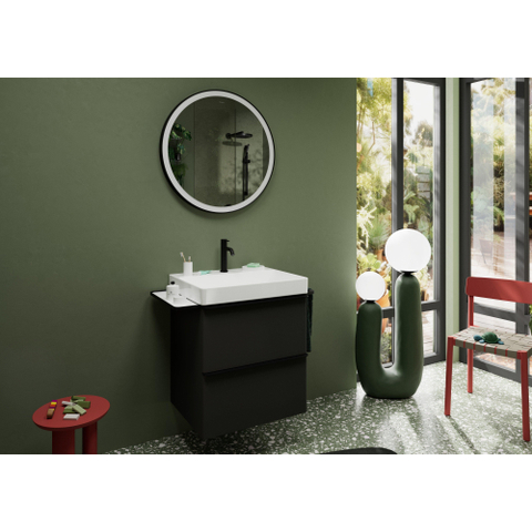 Hansgrohe Xarita Lite S miroir – rond Ø 70 cm – Éclairage LED – chauffage de miroir, à intensité variable – Noir mat SW1165134