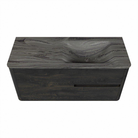 Mondiaz CIRO-DLUX Badkamermeubelset - 110x45x50cm - Solid surface wastafel Sombra - 1 wasbak Rechts - zonder kraangaten - 2 lades - Shadow SW1532794