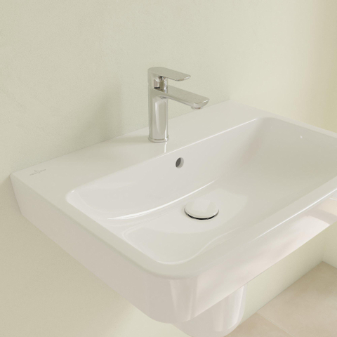Villeroy & Boch O.novo wastafel - 65x46cm - met kraangat - met overloop CeramicPlus - White Alpine (glans wit) SW448450