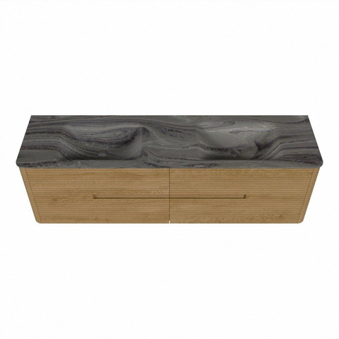 Mondiaz CIRO-DLUX Badkamermeubelset - 170x45x50cm - Solid surface wastafel Sombra - 2 wasbak Dubbel - zonder kraangaten - 4 lades - Oak SW1531283
