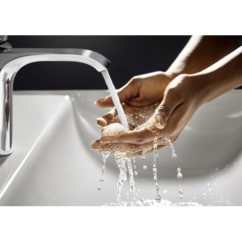 Hansgrohe VIVENIS 1 greeps wastafelkraan - 110 PopUp - trekwaste - hoogglans chroom SW642491