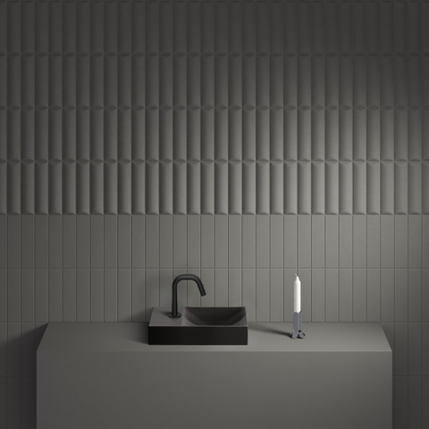 Clou Vale lave-mains en céramique 38x19x7cm trou de robinet à gauche Noir mat SW451468