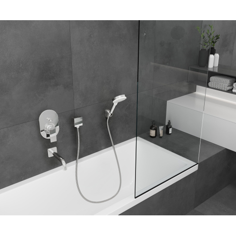 Hansgrohe Fixfit Square muuraansluitbocht - met terugslagklep - hoogglans chroom 0605348