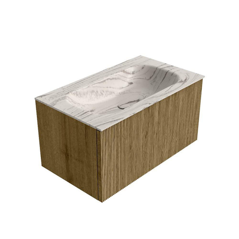 MONDIAZ KURVE-DLUX 80cm badmeubel kleur Dusk met 1 lade en 0 deuren. Wastafel BIG SMALL Midden 1 kraangat Nata. SW1432368