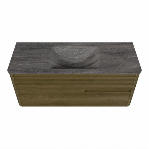 Mondiaz CIRO-DLUX Meuble de salle de bains - 120x45x50cm - Vasque solid surface Oza - 1 lavabo au milieu - 1 trou de robinet - 2 tiroirs - Dusk SW1533270