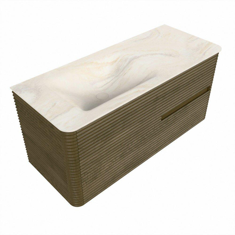 Mondiaz CIRO-DLUX Badkamermeubelset - 110x45x50cm - Solid surface wastafel Ostra - 1 wasbak Links - zonder kraangaten - 2 lades - Dusk SW1532920