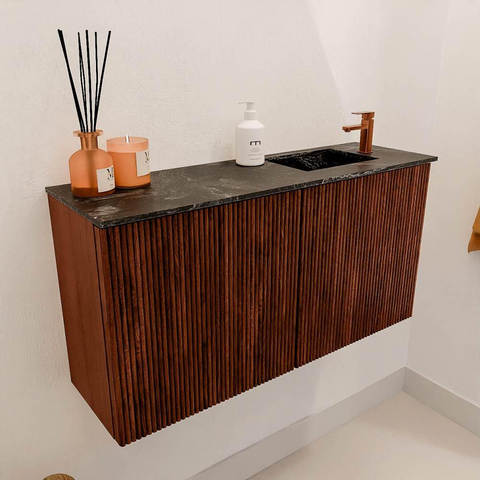 Mondiaz JOYA-DLUX 80cm toiletmeubel - kleur Ruby - Wastafel FAYE positie Rechts 1 kraangat kleur Lava. SW1423613