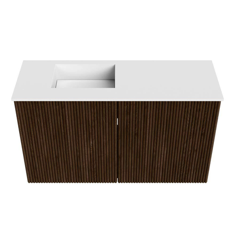 Mondiaz JOYA 70cm meuble de toilette - couleur Walnut - Vasque FAYE position Gauche 1 trou de robinet couleur Talc. SW1421257
