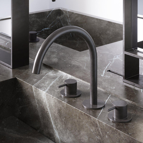 Hotbath Cobber Inbouw wastafelmengkraan - mat/glans verouderd ijzer (zwart) SW440780