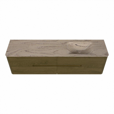 Mondiaz CIRO-DLUX Badkamermeubelset - 180x45x50cm - Solid surface wastafel Arena - 1 wasbak Rechts - 1 kraangat - 4 lades - Dusk SW1533139
