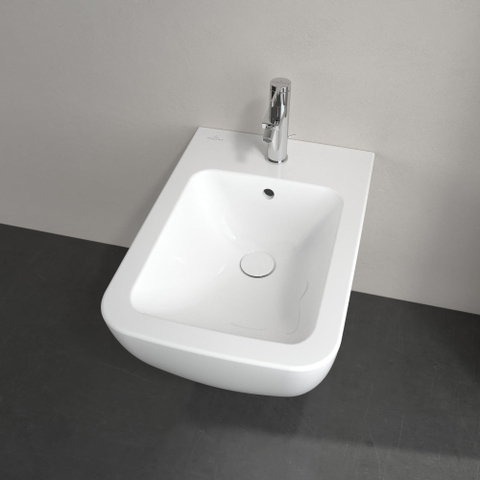 Villeroy & Boch venticello wandbidet - met 1 kraangat - 37.5x56cm - met overloop - White Alpine (glans wit) 1025162