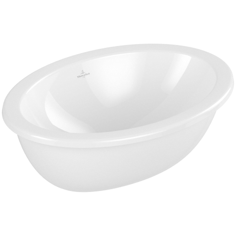 Villeroy & Boch Loop & Friends onderbouwwastafel - 48.5x32.5cm - zonder kraangat - met overloop CeramicPlus - White Alpine (glans wit) SW971861