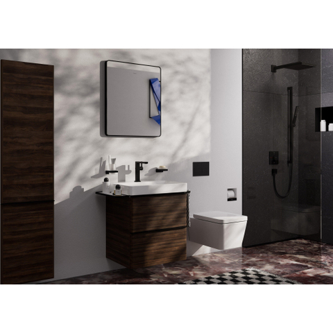 Hansgrohe Xarita Lite Q Spiegel - 60x70cm - led verlichting - Horizontaal - wandschakelaar - mat zwart SW1165023