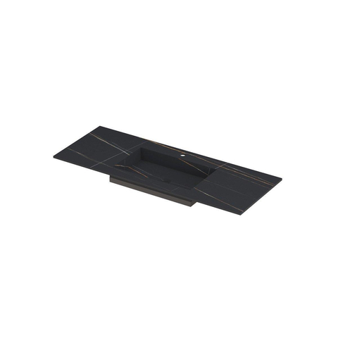 INK Post wastafel - 120x45x1cm - 1 wasbak - 1 kraangat - keramiek Lauren black mat SW693342