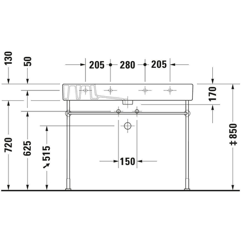 Duravit Vero Meubelwastafel - 105x49cm - met 1 kraangat - met overloop - wit 0291353