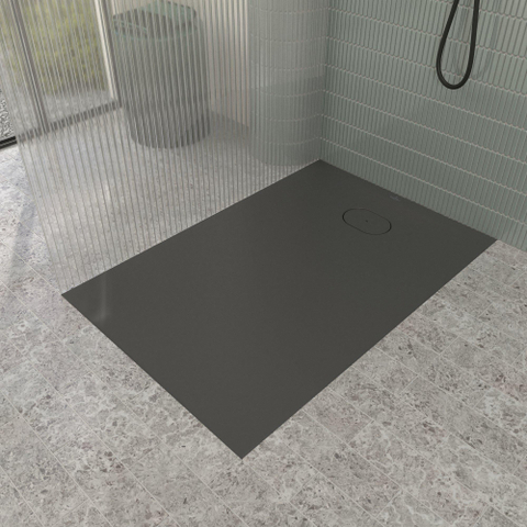 Villeroy & Boch Ecora douchebak - 120x80x3.5cm - afvoer korte zijde - anthracite (antraciet) SW1558996