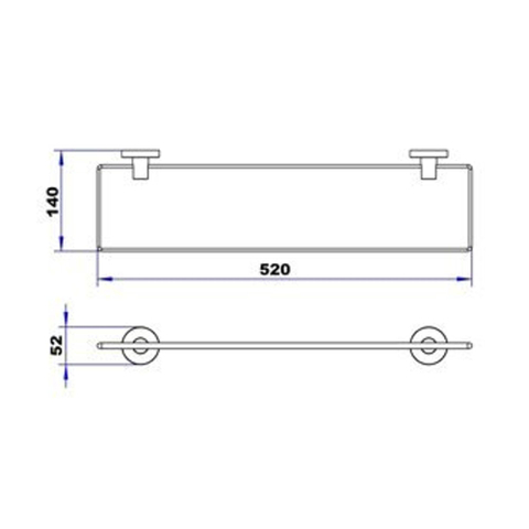 Plieger Vigo tablette en verre 52x14,5cm chrome SW225395