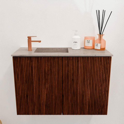 Mondiaz JOYA-DLUX Meuble de toilette 60cm - couleur Ruby - Vasque FAYE position Gauche 1 trou de robinet couleur Saba SW1425577