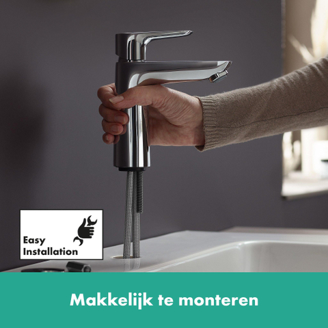 Hansgrohe Talis e 1 greeps wastafelkraan - 110 met afvoerplug - hoogglans chroom SW28984