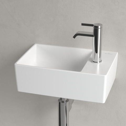 Villeroy & Boch memento 2.0 fontein onderzijde - geslepen - 40x26cm - zonder overloop - 1 kraangat CeramicPlus - Stone White (mat wit) SW358484