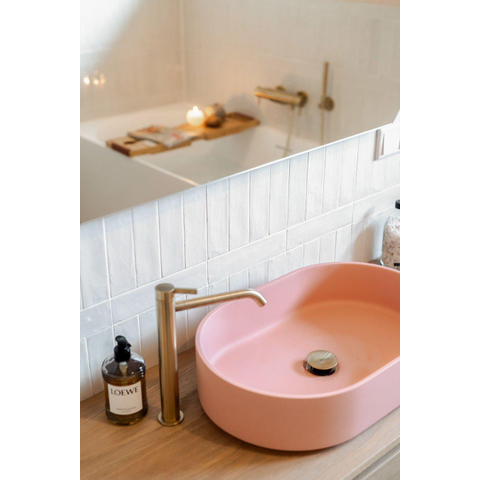 Hotbath Ace Wastafelmengkraan - hoog - opbouw - zonder waste - PVD - geborsteld messing (goud) SW1117566
