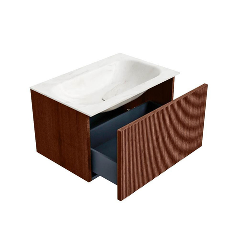 Mondiaz KURVE-DLUX Badkamermeubelset - 70x46x40cm - 1 lade - wastafel solid surface - midden - 1 kraangat - Ruby SW1415827