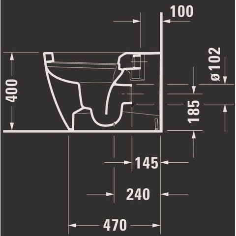 Duravit Starck Me closetpot diepspoel staand back to wall 37x60cm incl. bevestiging afvoer horizontaal mat wit SW358219