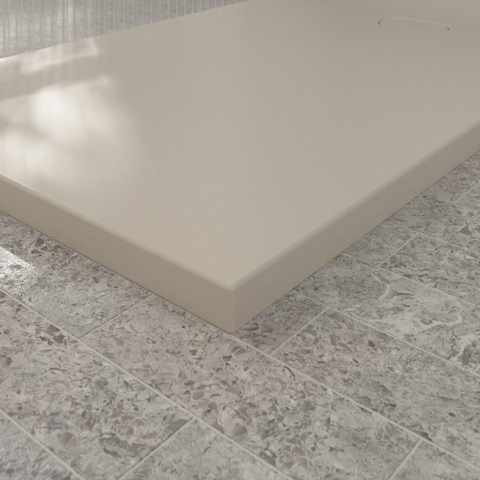 Villeroy & Boch Ecora douchebak - 160x90x4.5cm - afvoer korte zijde - almond (beige) SW1558919