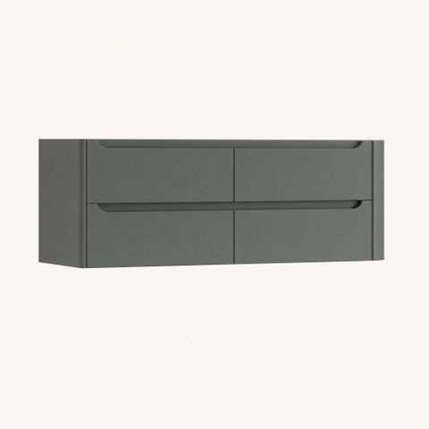 H&R Badmeubelen Juice Meuble sous lavabo - 140x45x50cm - coin droit arrondi - 4 tiroirs - poignée intégrée - Pétrole mat SW1490189