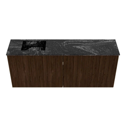 Mondiaz JOYA-DLUX 100cm meuble de salle de bains WC - couleur Walnut - Vasque FAYE position Gauche Sans trou de robinet couleur Lava. SW1422459