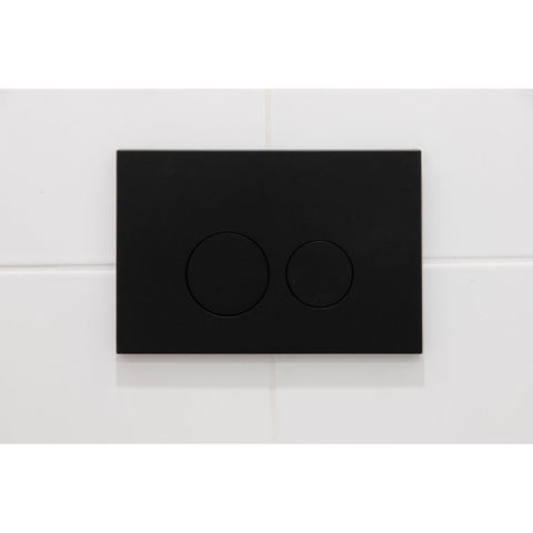 Pack WC QeramiQ Dely Swirl Compact - réservoir encastrable Geberit UP320 - avec bâti-support Burda - abattant slim - plaque de commande en métal noir mat - boutons ronds - blanc mat SW1595635