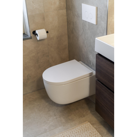 QeramiQ Dely Swirl WC suspendu – sans bride – profondeur 53 cm – avec abattant softclose 35 mm – blanc brillant SW1026266