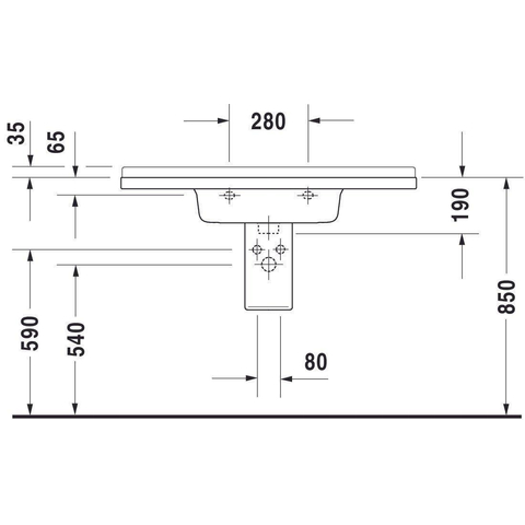 Duravit Starck 3 Wastafel - 105x48.5cm - 1 kraangat overloop - wit 0314048