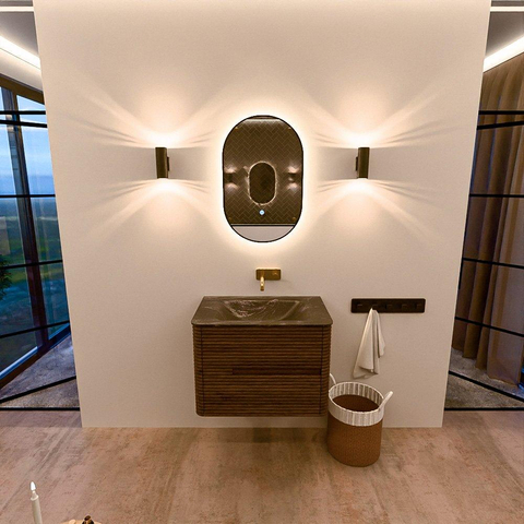 Mondiaz CIRO-DLUX Badkamermeubelset - 70x45x50cm - Solid surface wastafel Lava - 1 wasbak Midden - zonder kraangaten - 2 lades - Dusk SW1533015