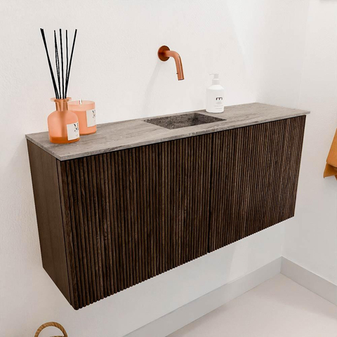 Mondiaz JOYA-DLUX 90cm toiletmeubel - kleur Walnut - Wastafel FAYE positie Midden Zonder kraangat kleur Oza. SW1424567