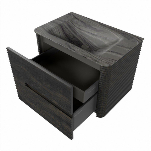 Mondiaz CIRO-DLUX Badkamermeubelset - 70x45x50cm - Solid surface wastafel Sombra - 1 wasbak Midden - 1 kraangat - 2 lades - Shadow SW1532741