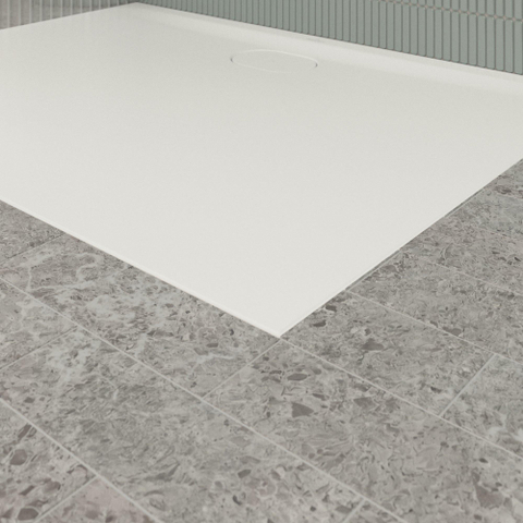 Villeroy & Boch Ecora douchebak - 120x90x3.5cm - afvoer lange zijde - stone white (wit) SW1558872