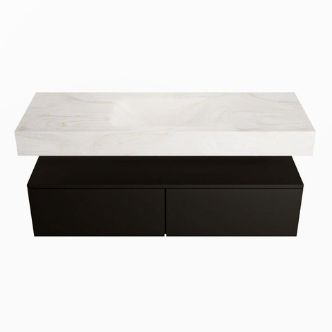 Mondiaz ALAN-DLUX Ensemble de meuble - 130cm - meuble Urban mat - 2 tiroirs - Lavabo Cloud Ostra suspendu - vasque Centre - 1 trou de robinet SW807392