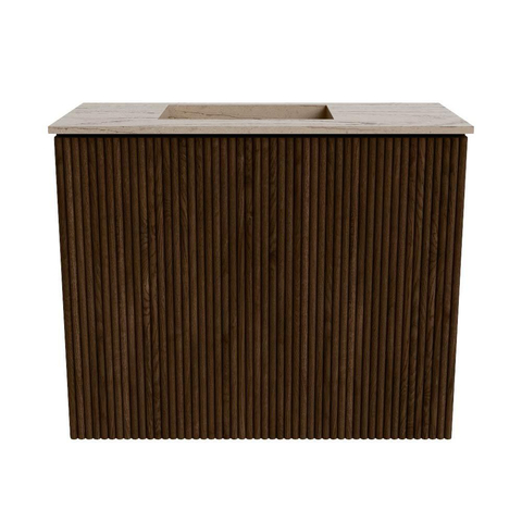 Mondiaz JOYA-DLUX Meuble de salle de bains 50cm - couleur Walnut - Vasque FAYE position Gauche 1 trou de robinet couleur Arena. SW1424321