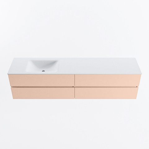 MONDIAZ VICA Ensemble meuble de salle de bains - 200cm - meuble bas rosee - 4 tiroirs - lavabo cloud à gauche - 1 trou de robinet - version haute 60cm - talc SW1083369