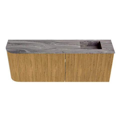 Mondiaz JOYA-DLUX 111.6cm toiletmeubel - ronding links kleur Oak - Wastafel FAYE positie Rechts 1 kraangat kleur Sombra. SW1424293