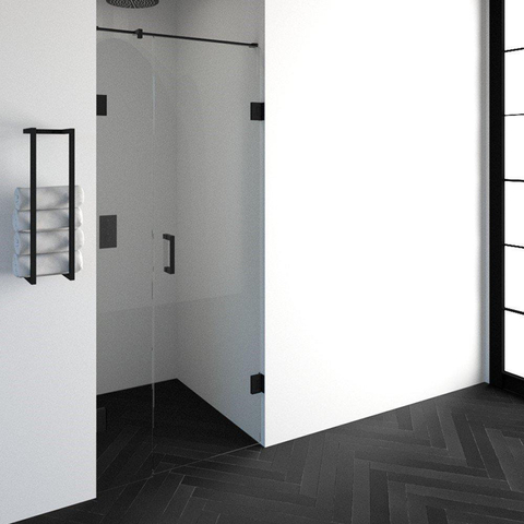 BRAUER Void porte de niche 2-parties verre transparent 90x200 réversible avec porte pivotante 60 au mur incl. traitement anticalcaire noir mat SW223754