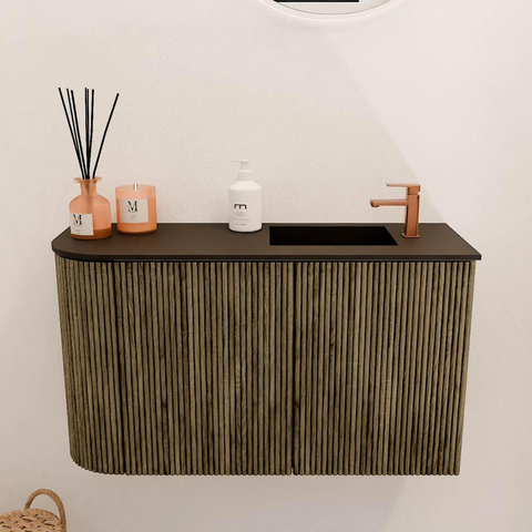 Mondiaz JOYA 71.6cm toiletmeubel - ronding links kleur Dusk - Wastafel FAYE positie Rechts 1 kraangat kleur Urban. SW1421704