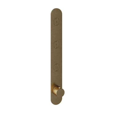 Hotbath Cobber Afbouwdeel inbouwthermostaat - met 3 pushbuttons verticale plaatsing - geborsteld messing goud SW229960