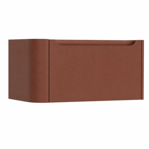 H&R Badmeubelen Juice Meuble sous lavabo - 80x45x40cm - angle gauche arrondi - 1 tiroir - poignée intégrée - Terra mat SW1109751