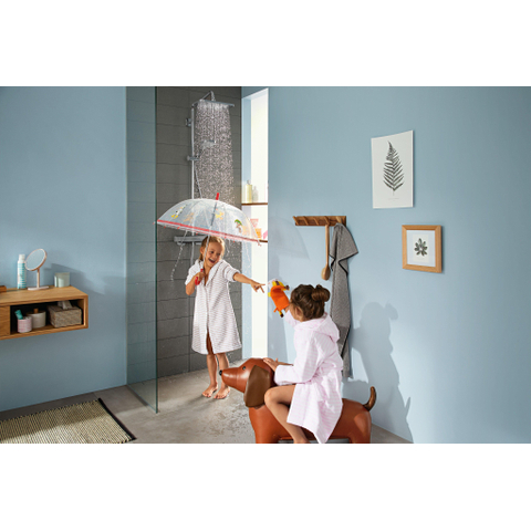 Hansgrohe Croma E280 showerpipe: mit mitigeur thermostatique m. 1jet pomme de tête m. 3jet douchette multi et flexible de douche 160cm chrome SW297280