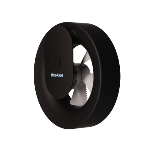 Vent-Axia Svara Ventilateur de salle de bain avec programme horaire, détection d'humidité et capteur de lumière 110 m3/h contrôlé par application Noir Mat SW722430