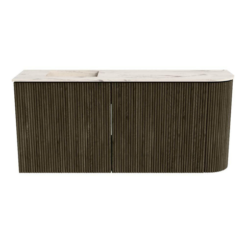 Mondiaz JOYA-DLUX 91.6cm toiletmeubel - ronding rechts kleur Shadow - Wastafel FAYE positie Links Zonder kraangat kleur Nata. SW1425003