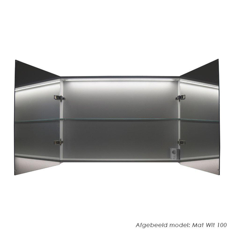Saniclass Dual Armoire de toilette 100x70x15cm avec éclairage LED indirect 2 portes Black Wood SW242134