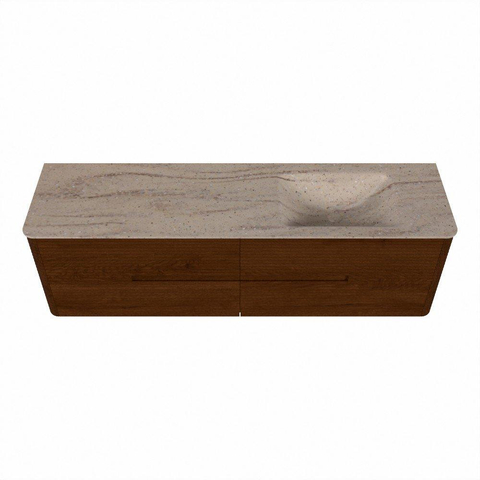Mondiaz CIRO-DLUX Ensemble de meubles de salle de bains - 170x45x50cm - Plan vasque Solid surface Saba - 1 vasque à droite - sans trous de robinetterie - 4 tiroirs - Ruby SW1531956